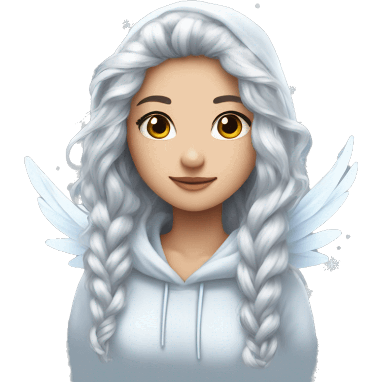 big wings, hood, silver, icy ,snowflake, Beautiful, fairy, long hair emoji