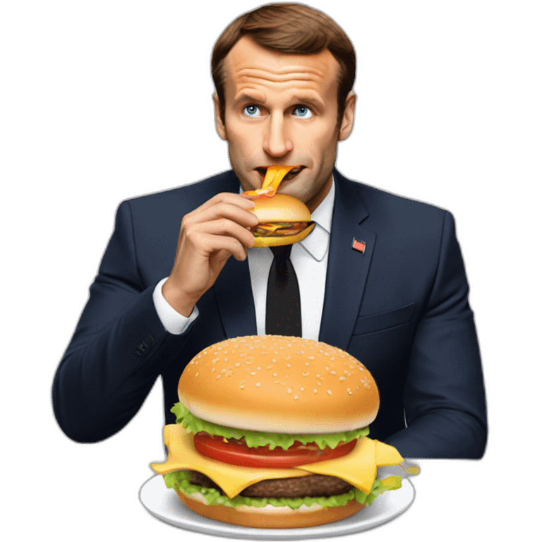 Macron eating a burger emoji