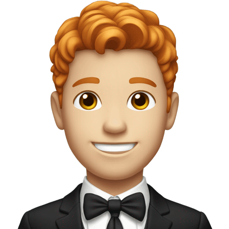 smiling boy in formal attire ginger emoji