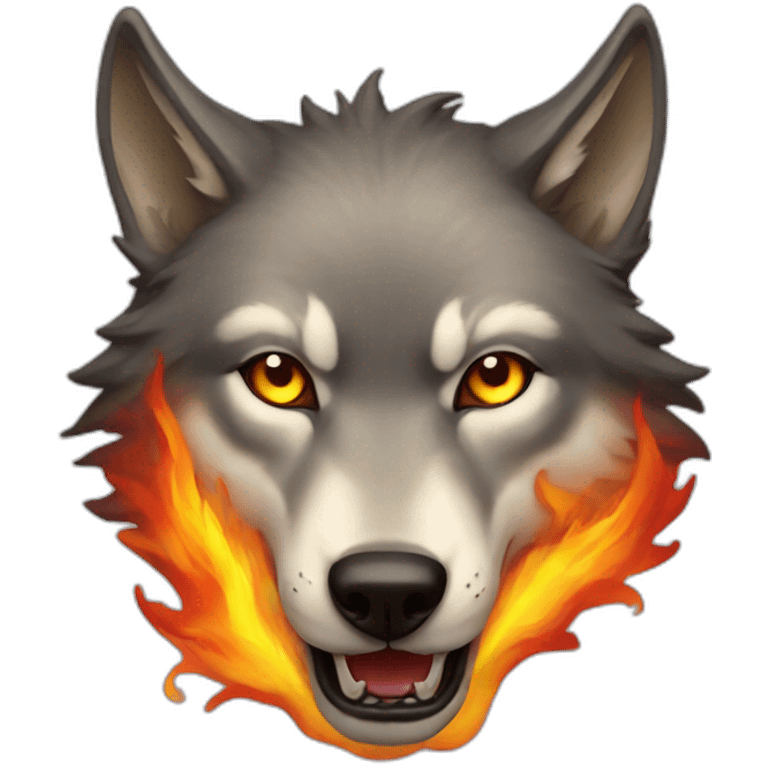 Wolf in fire emoji