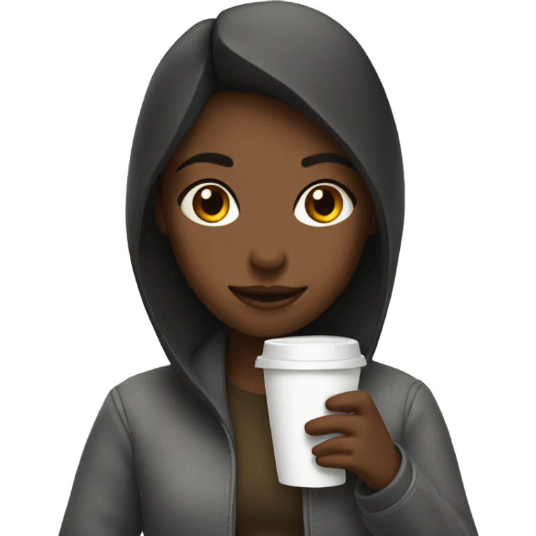 Girl holding a coffee emoji