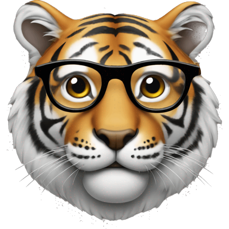 tiger with wearing rounded specs  emoji