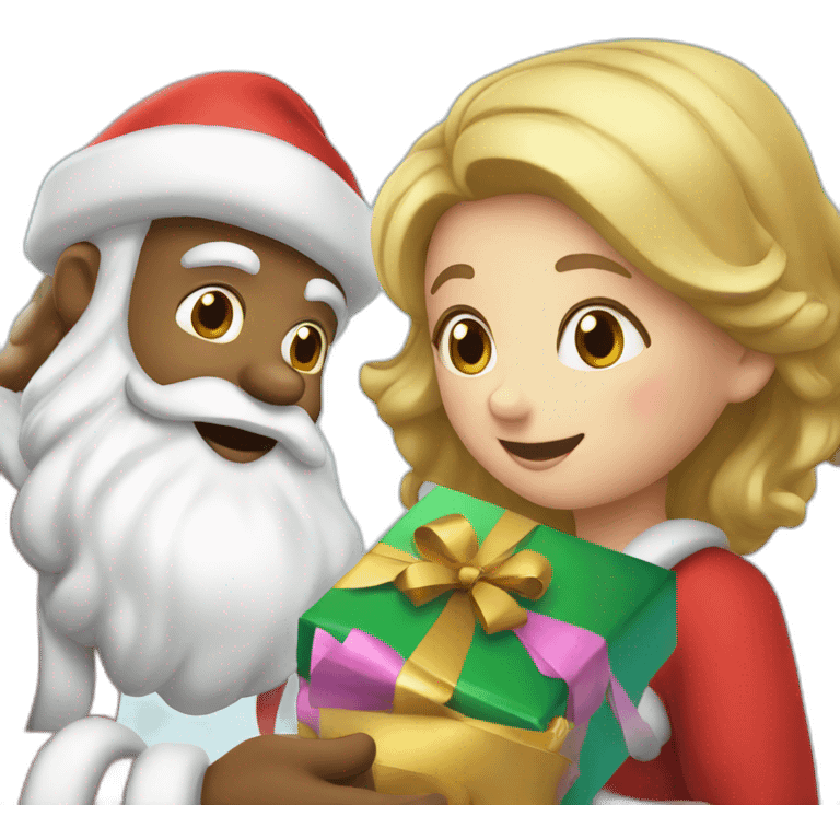 Santa giving gift to a girl emoji