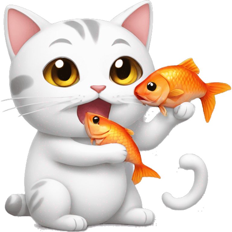 a chinese cat eating fish emoji