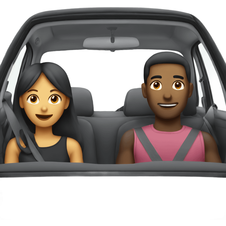 Male and female in the back seat emoji