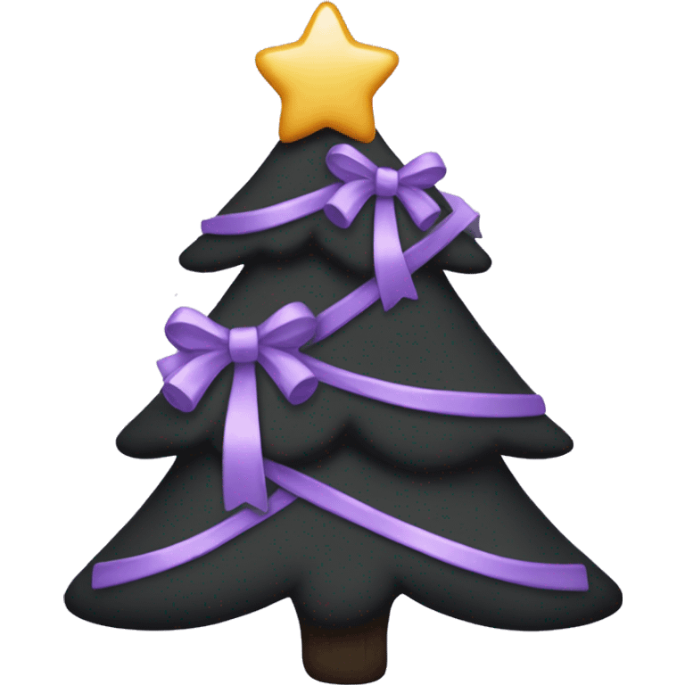 Black Christmas tree with lavender bows emoji