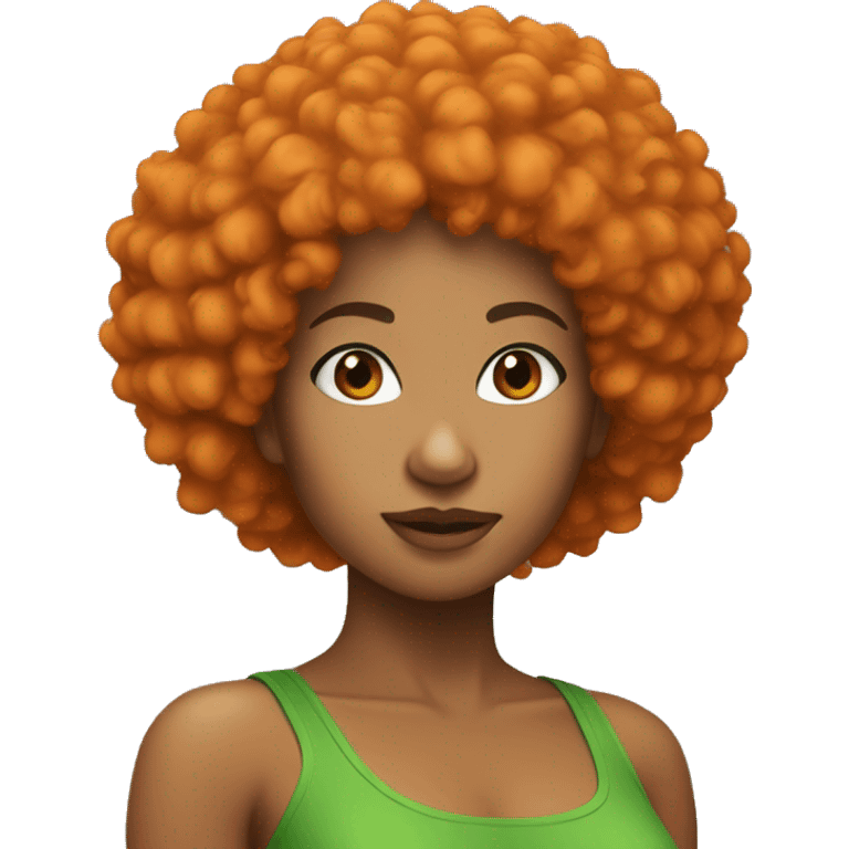 Mixed girl with orange Afro and green tube top emoji