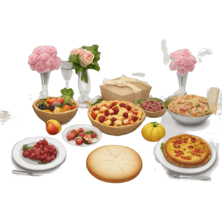 Wedding table with food emoji