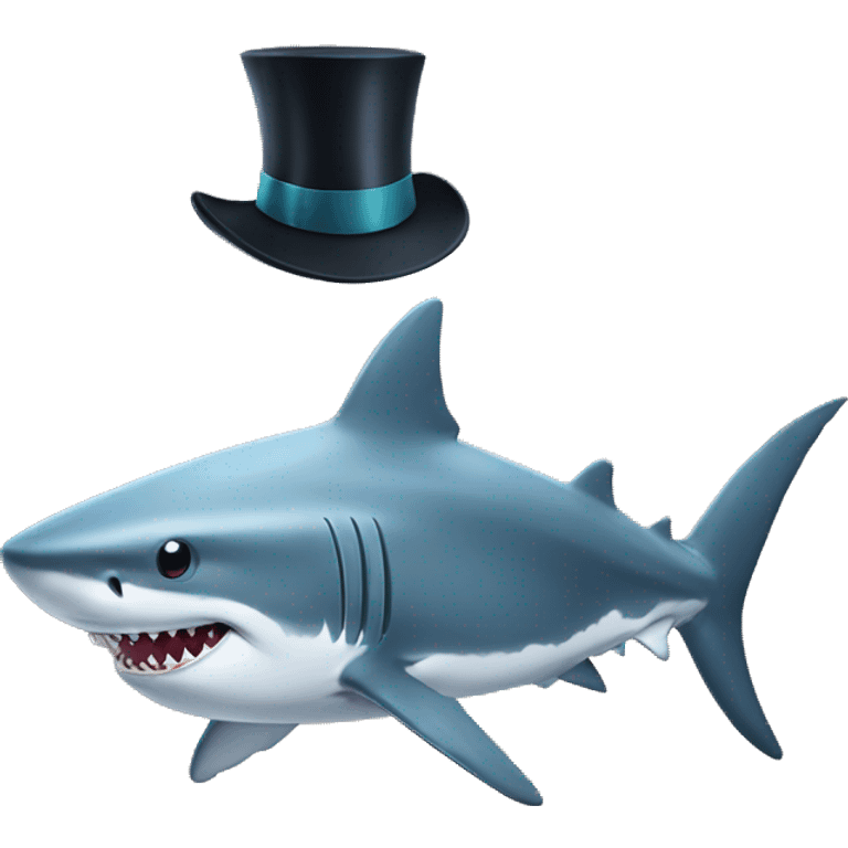 Shark with a top hat emoji