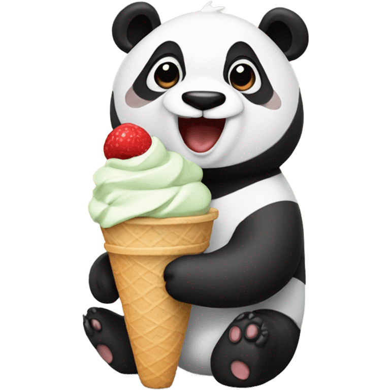 Panda eating ice cream emoji