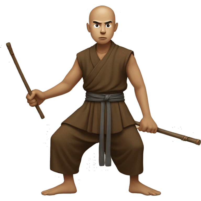 the monk in a low stance, ready to strike with a staff emoji