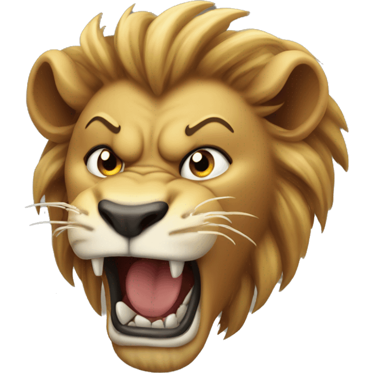 Angry lion roars wriggling his head emoji