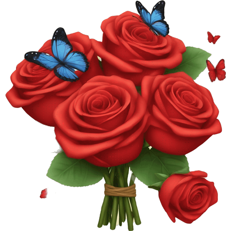 Red Roses bouquet with butterflies emoji