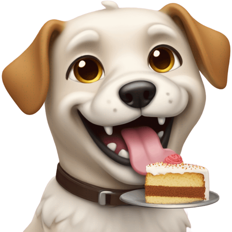 Dog eating cake emoji