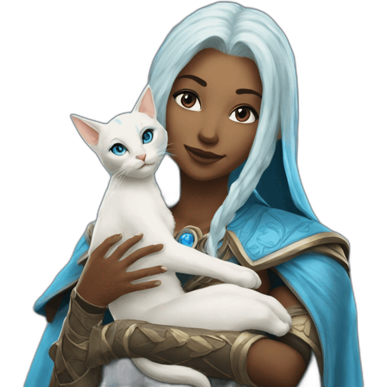 Azura from Elder Scrolls holding a kitten emoji