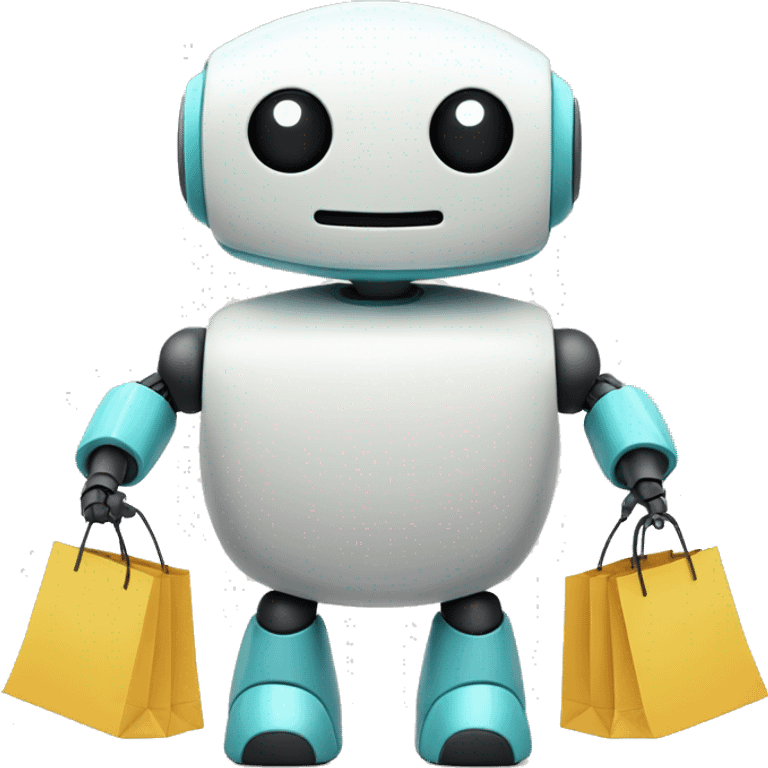 Cute rounded shaped robot with shopping bags emoji