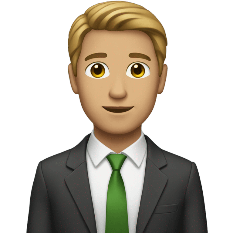 man with tan skin light brown hair green eyes in a suit emoji