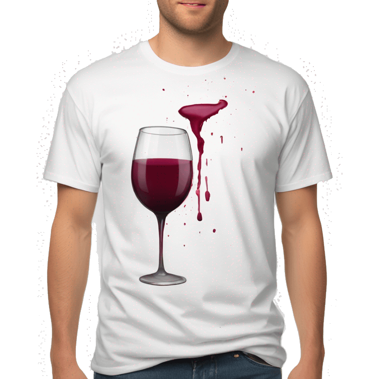 white t-shirt with wine stain emoji