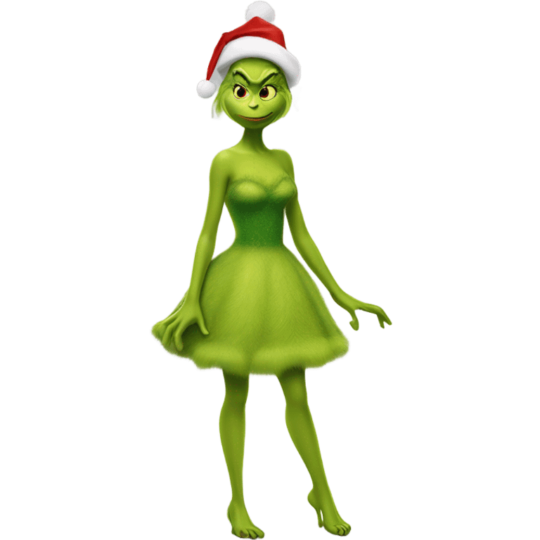 La carita del grinch vestido de Navidad emoji