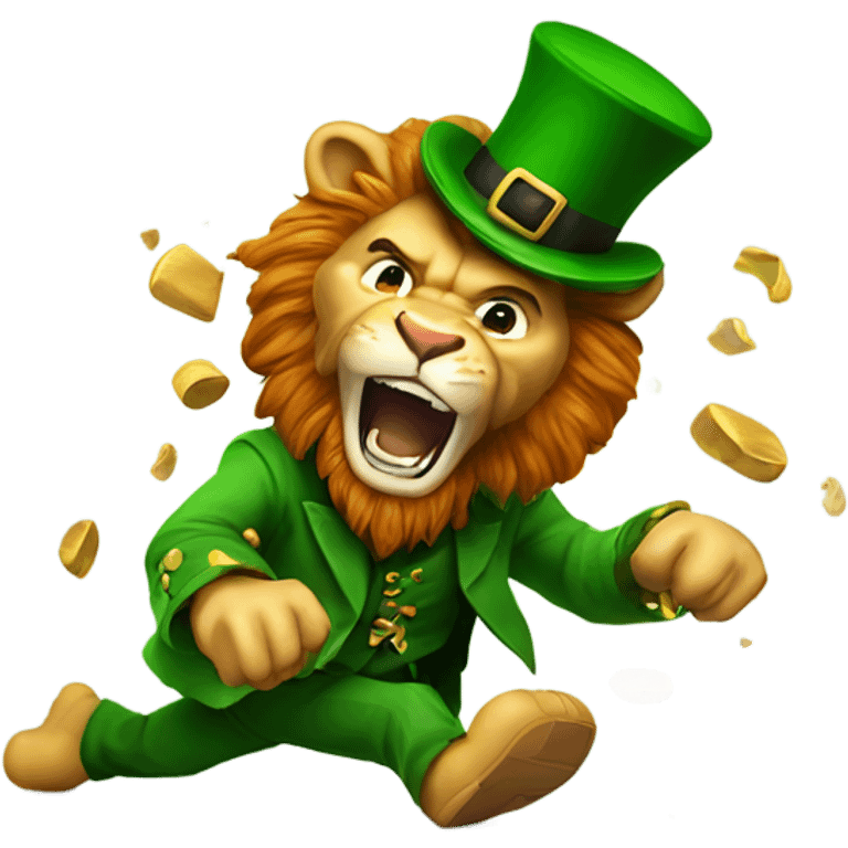 Leprechaun smashing a Nitney lion emoji