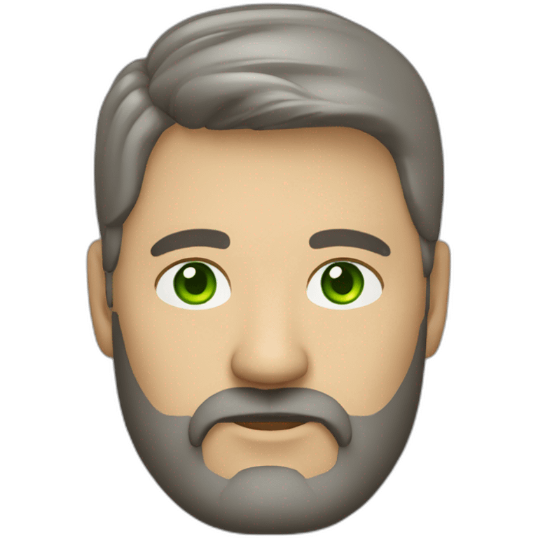 fat middle aged developer short dark brown graying hair goatee with green eyes wearing hoodie emoji