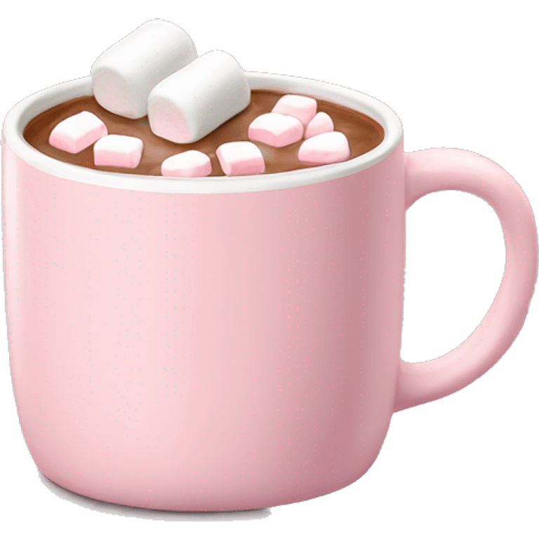 Light Pink mug of hot chocolate with marshmallows  emoji