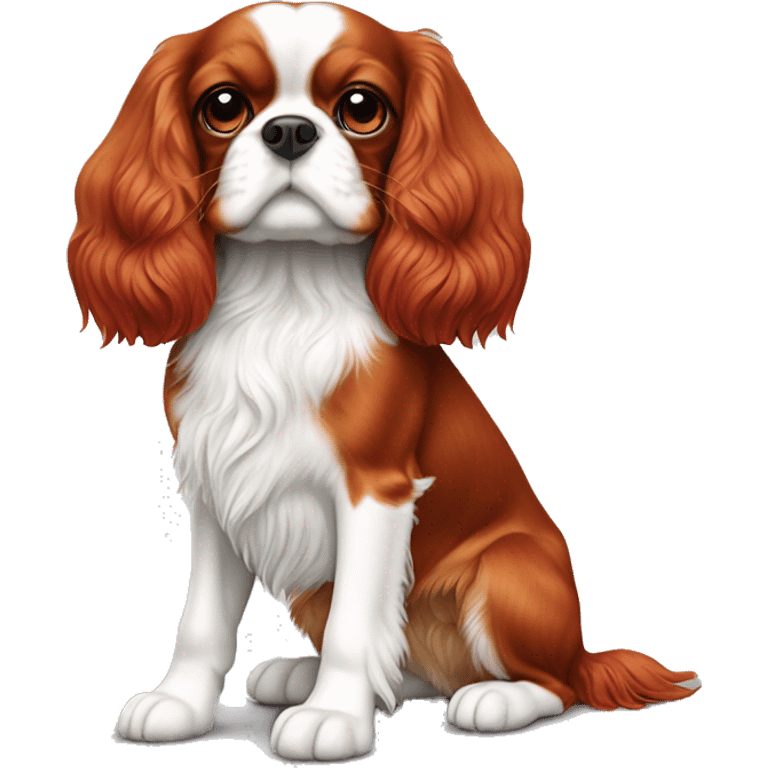 Ruby coloured cavalier King Charles full body no white fur all red emoji