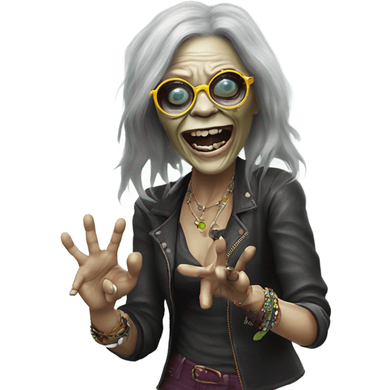  janis joplin zombie  dancing with circle glasses emoji