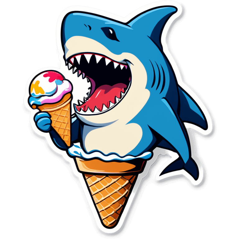 Shark eating ice cream emoji