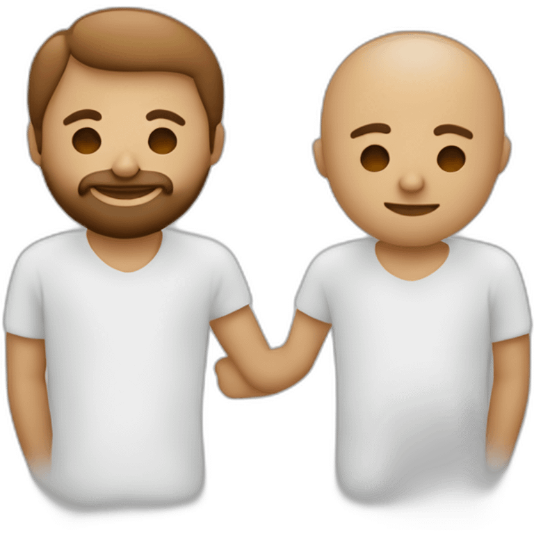 un abrazo de un hombre blanco sin pelo y con barba a una mulata emoji