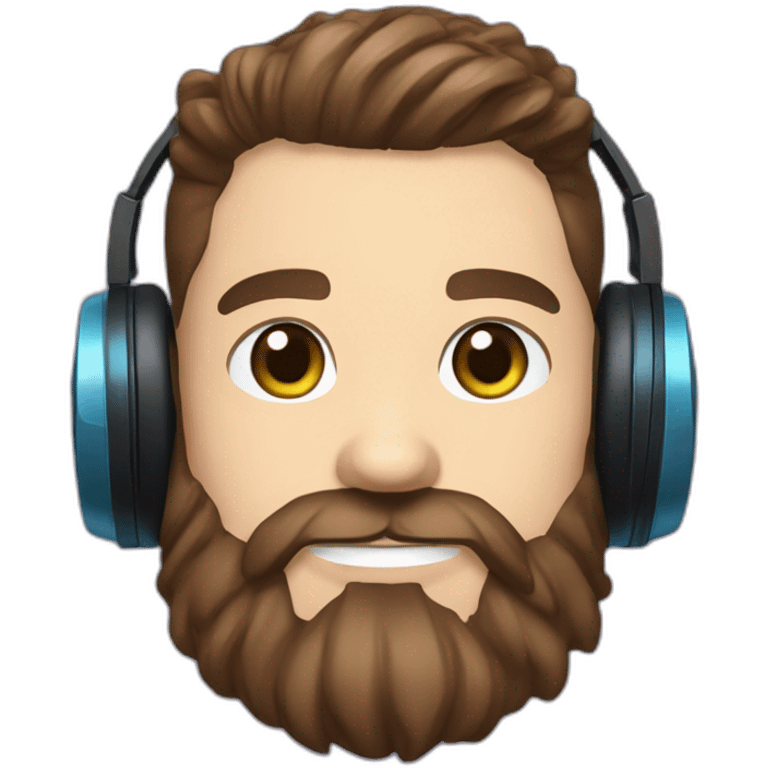 twitch emote husband with brown hair fade haircut and a full beard with blue eyes wearing gaming headset emoji