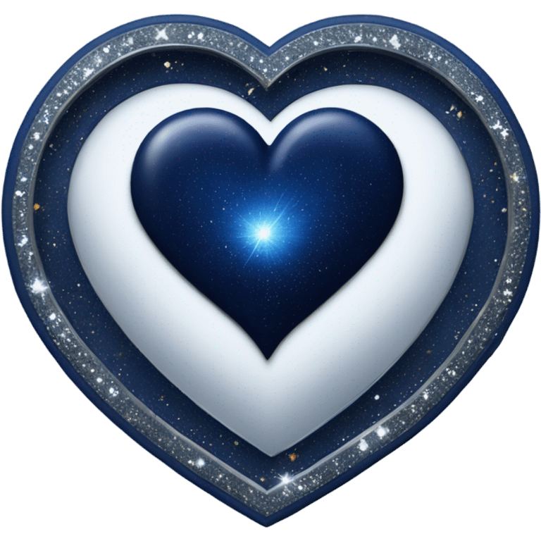 Midnight blue silver space heart  emoji