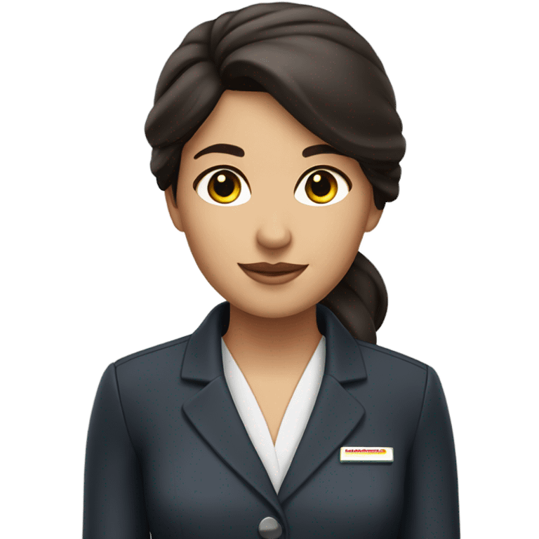 flight attendant dark brown hair  brown eyes emoji