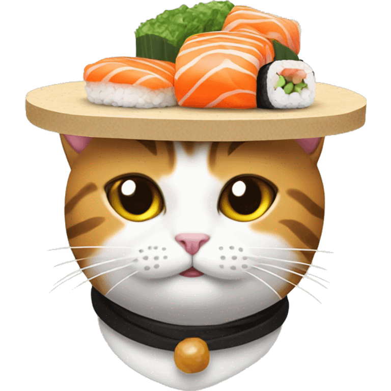 cat wearing sushi as a hat emoji