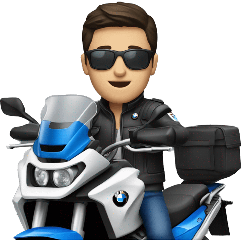 motorcycle bmw gs 1250 black male rider on bike dark hair blue eyes emoji