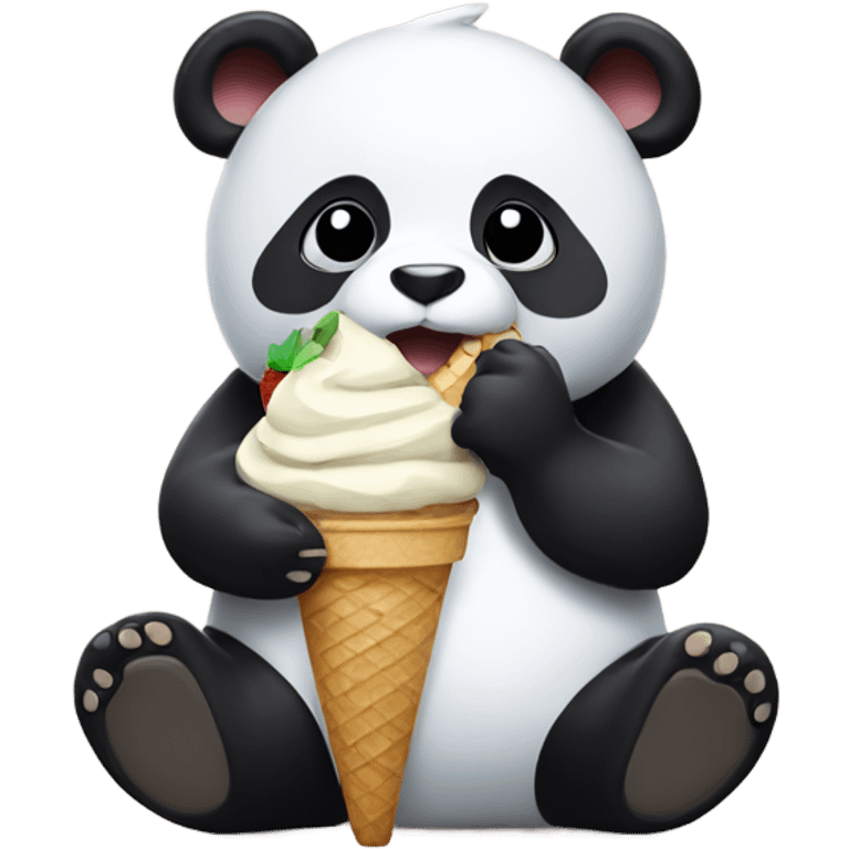 Panda eating ice cream emoji