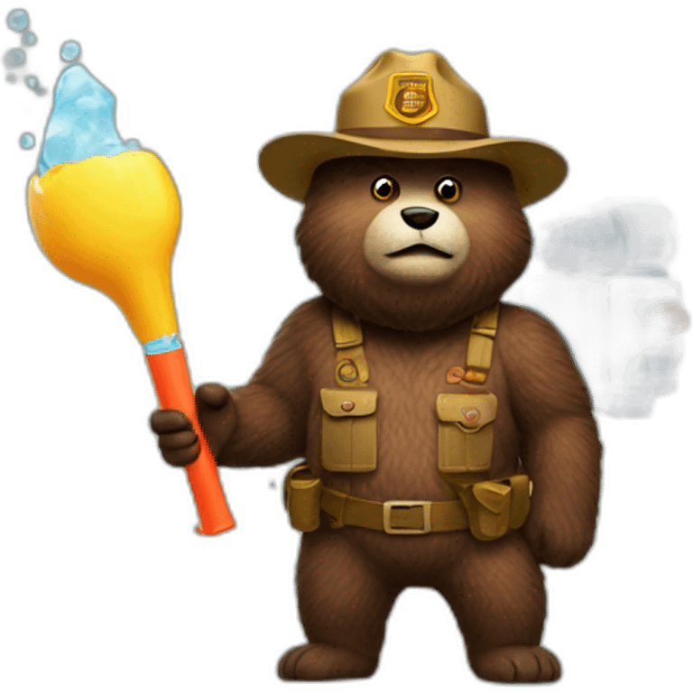 smokey bear with water gun emoji