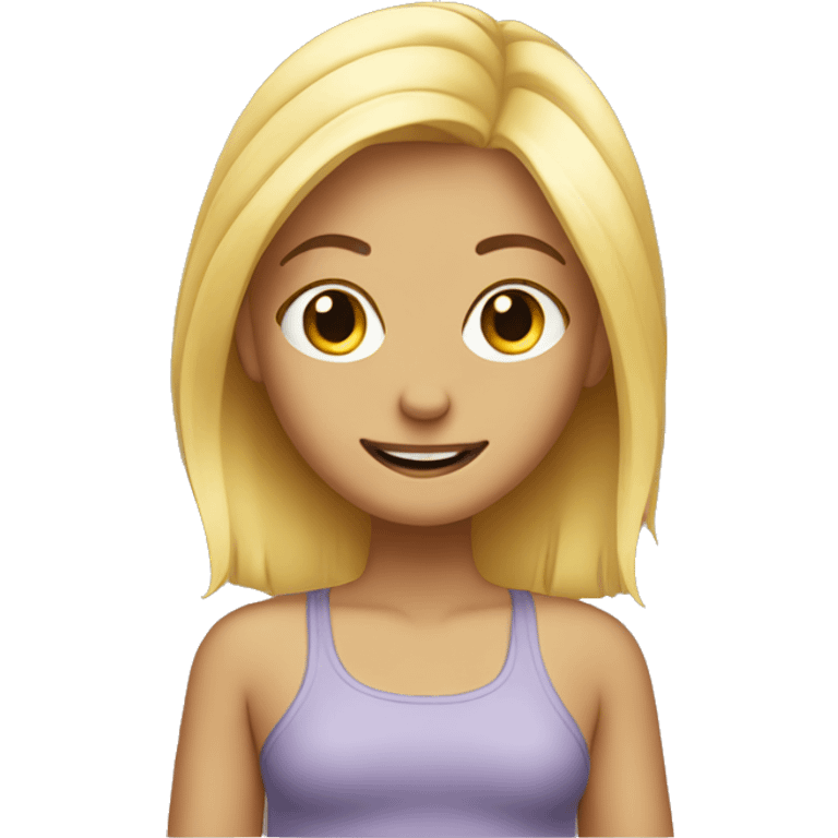 Blond girl removes back  her hair emoji