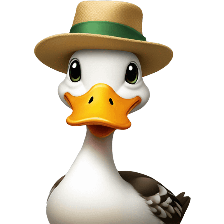 happy duck wearing hat emoji