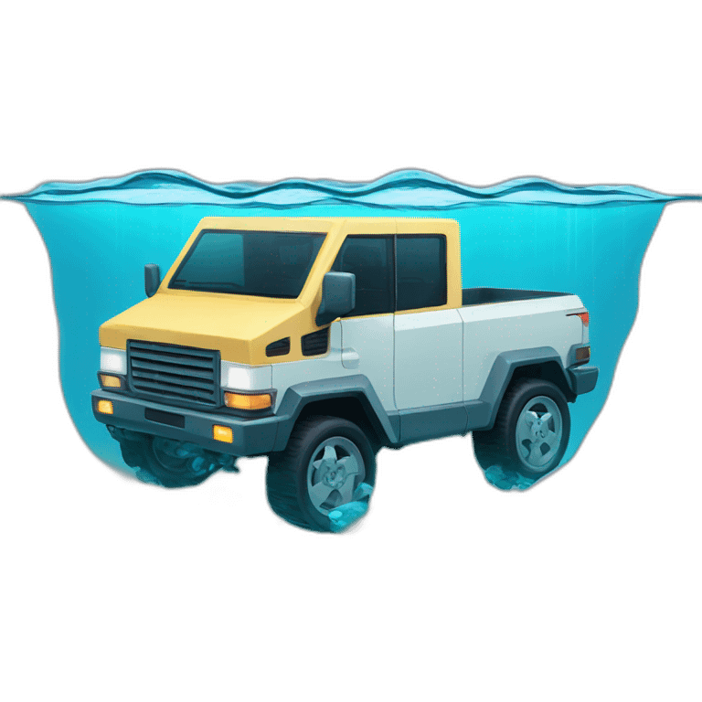 Cybertruck under water emoji