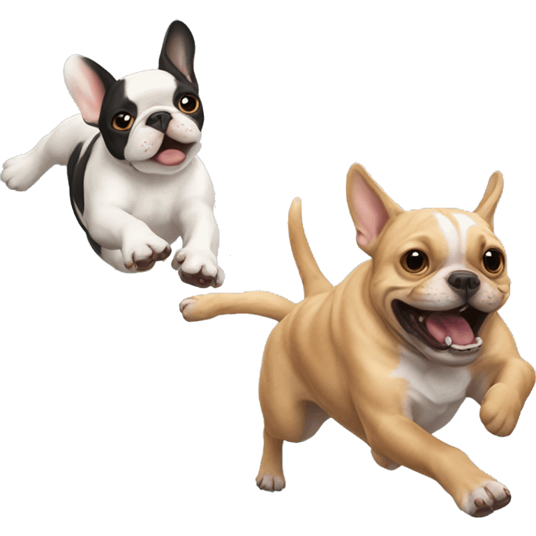 french bulldog chasing cat emoji