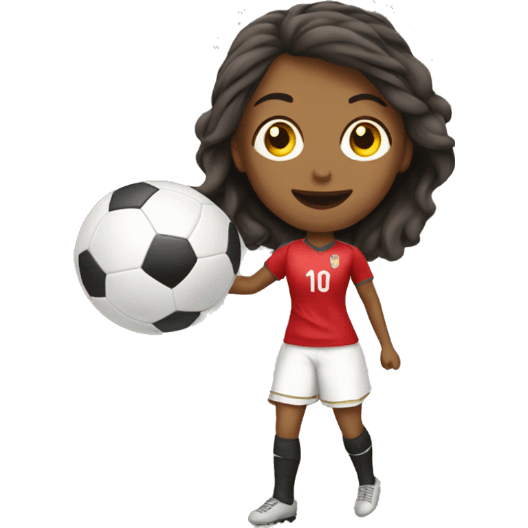 jugadora mujer de soccer pateando balón emoji