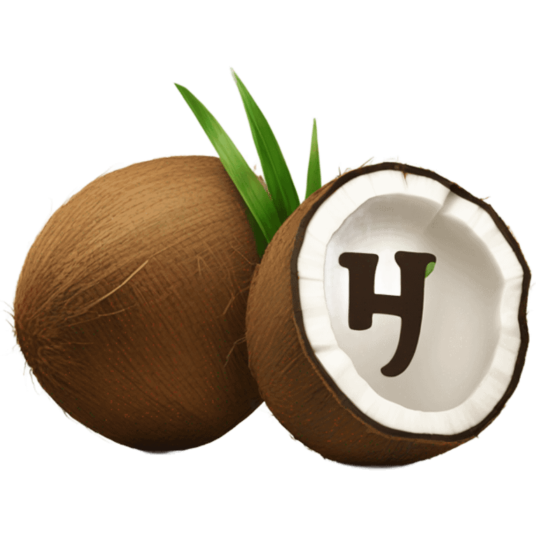 coconut with letter H written on it emoji