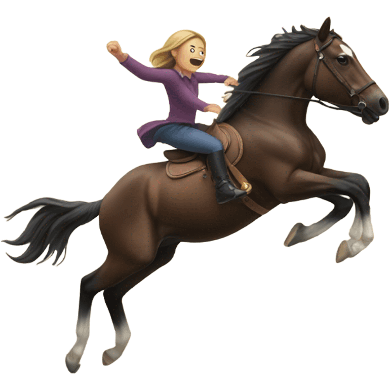 girl falling off a horse bolting  emoji