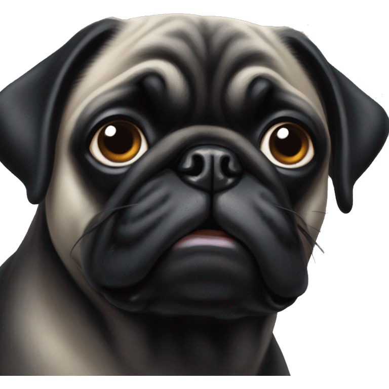 Black pug with a long snout and a bow emoji