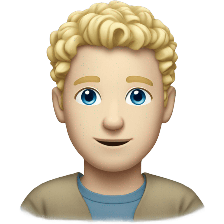 Man with short curly blonde hair and light blue eyes and pale skin emoji