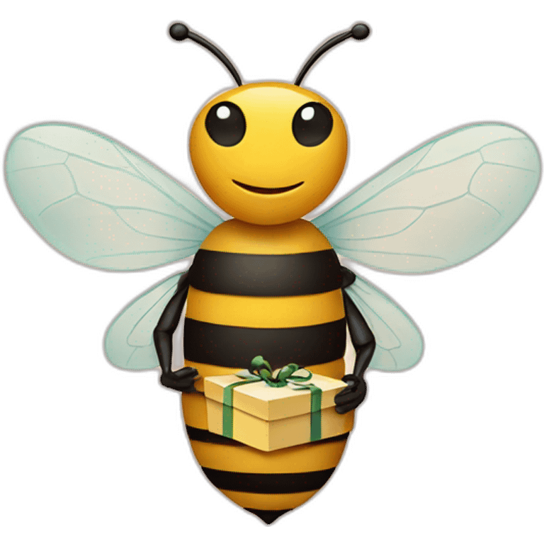 Bee with a gift box on his hands  emoji