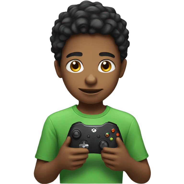 Boy playing Xbox emoji