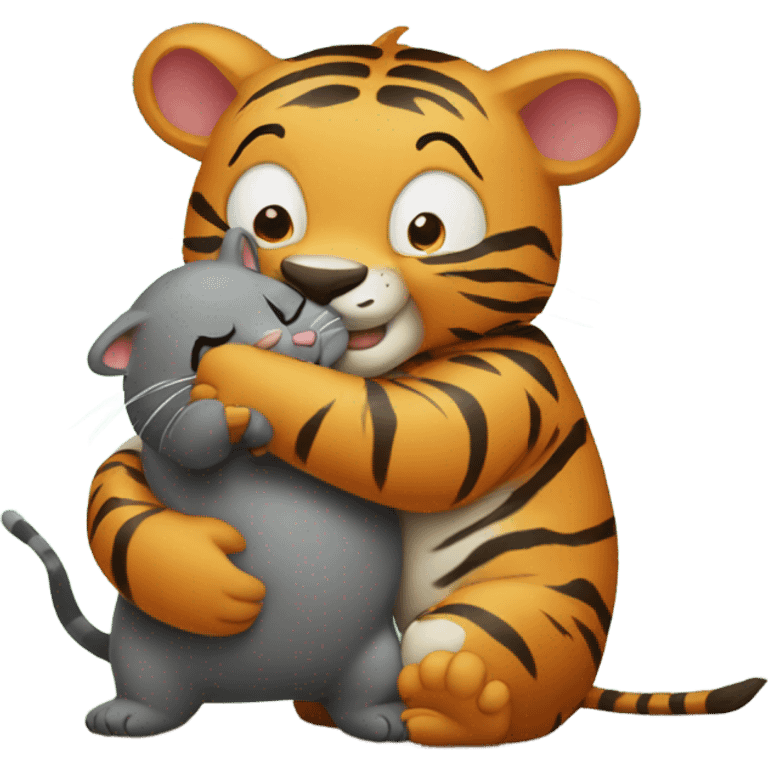 Tiger hugging wombat emoji