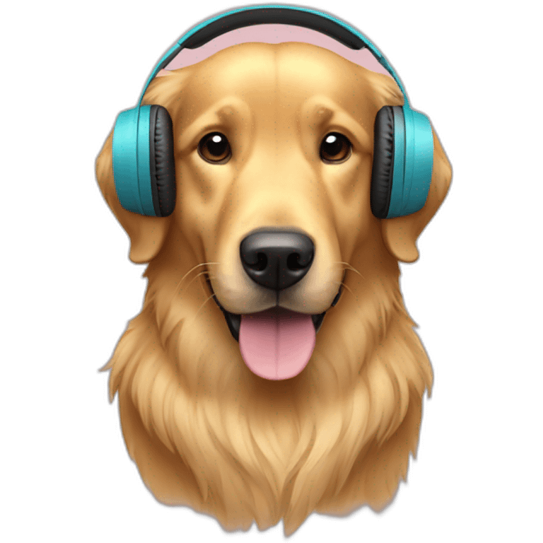 Golden retriever with headphones emoji